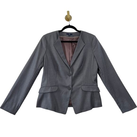 Gap Grey 2 Button Pockets Professional Career Blazer Jacket Womens 10 - Picture 1 of 16